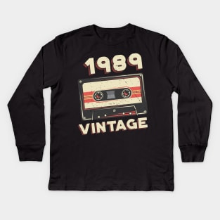 Vintage 1989 Retro Cassette Tape 31st Birthday Kids Long Sleeve T-Shirt